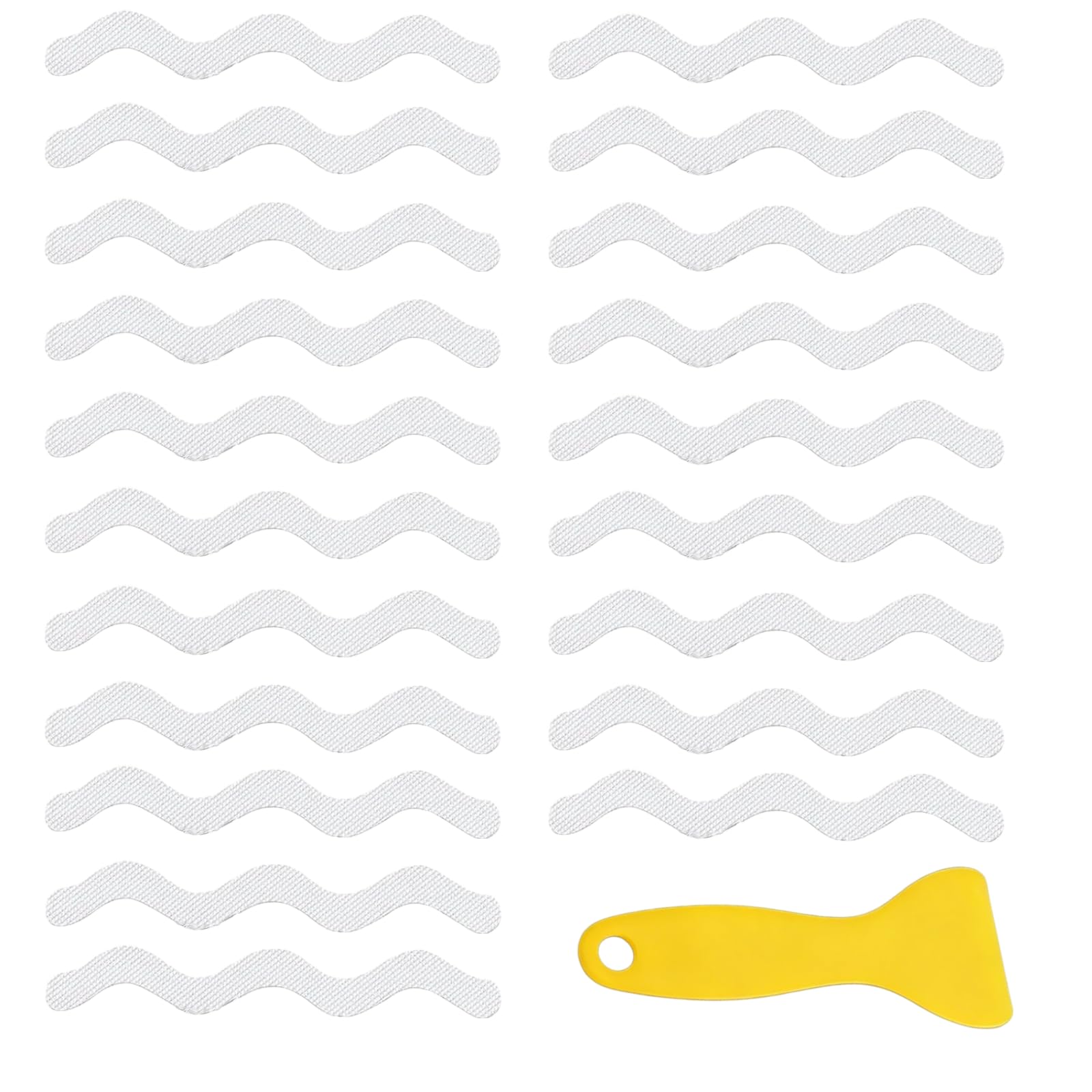 Trifletopia 36PCS Non-Slip Bath Stickers – Wave Anti-Slip Strip for Shower, Bathtub, Stairs, Sauna, Kitchen – Transparent Non Slip Shower Stickers with Scraper for Safe Surfaces