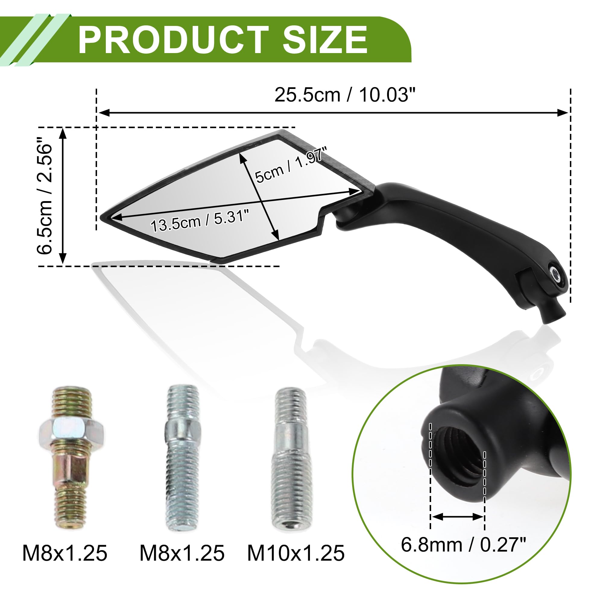 Rétroviseurs universels moto, fixation embout guidon M8/M10