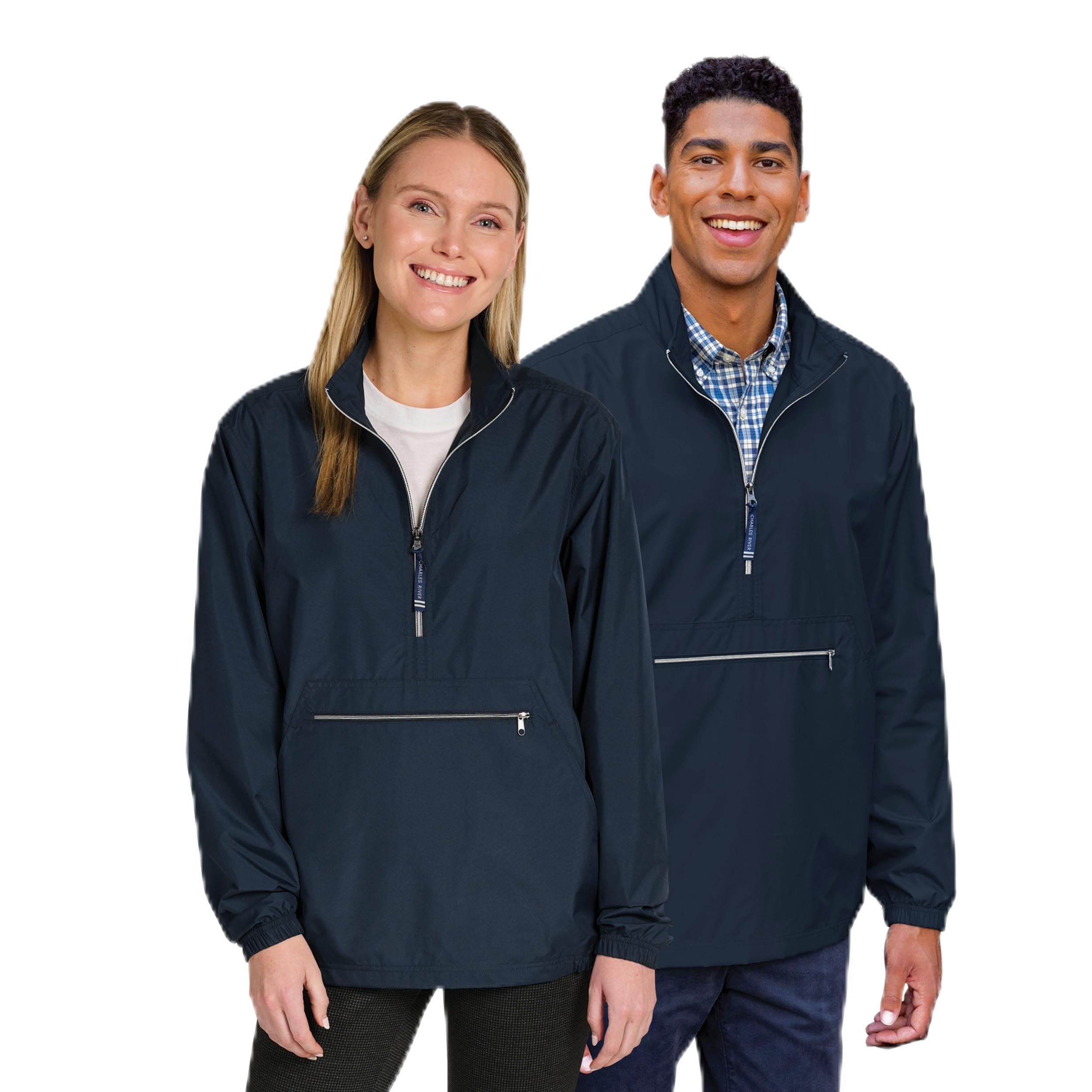 Charles River Riverbank Pack-N-Go Half Zip Pullover Jacket Unisex Relaxed Fit
