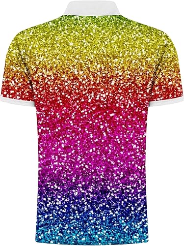 Miniatura 5 de Rainbow Zipper Blouse Pullover for Men Lapel Short Sleeve Tshirt Shirts Funny Graphic Skinny T-Shirt Tops Vacation