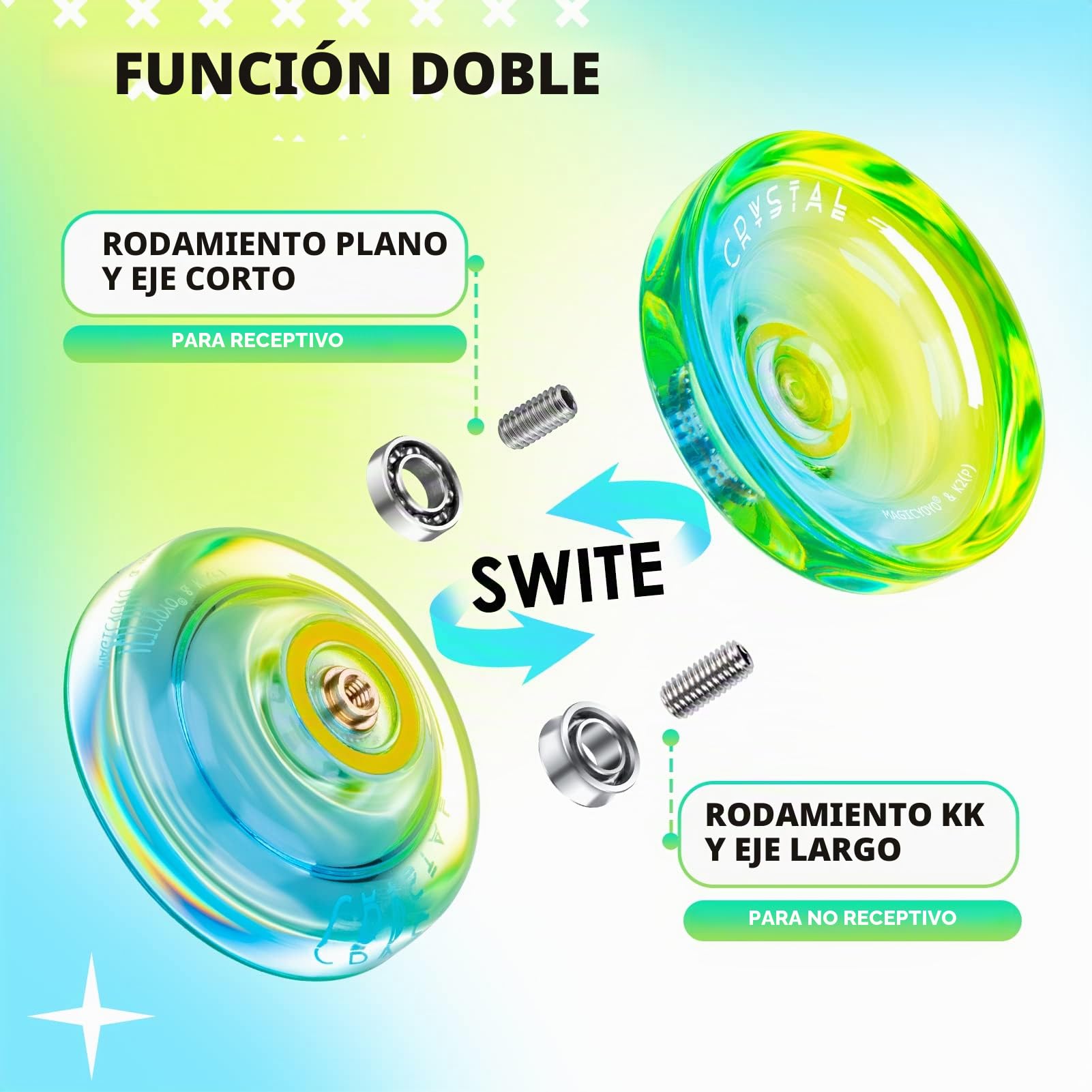 MAGICYOYO Yoyo K2 Azul Amarillo, JoJo Responsive para Principiantes, Dual Purpose JoJo No Responsivo, 12 Cuerdas, Estuche