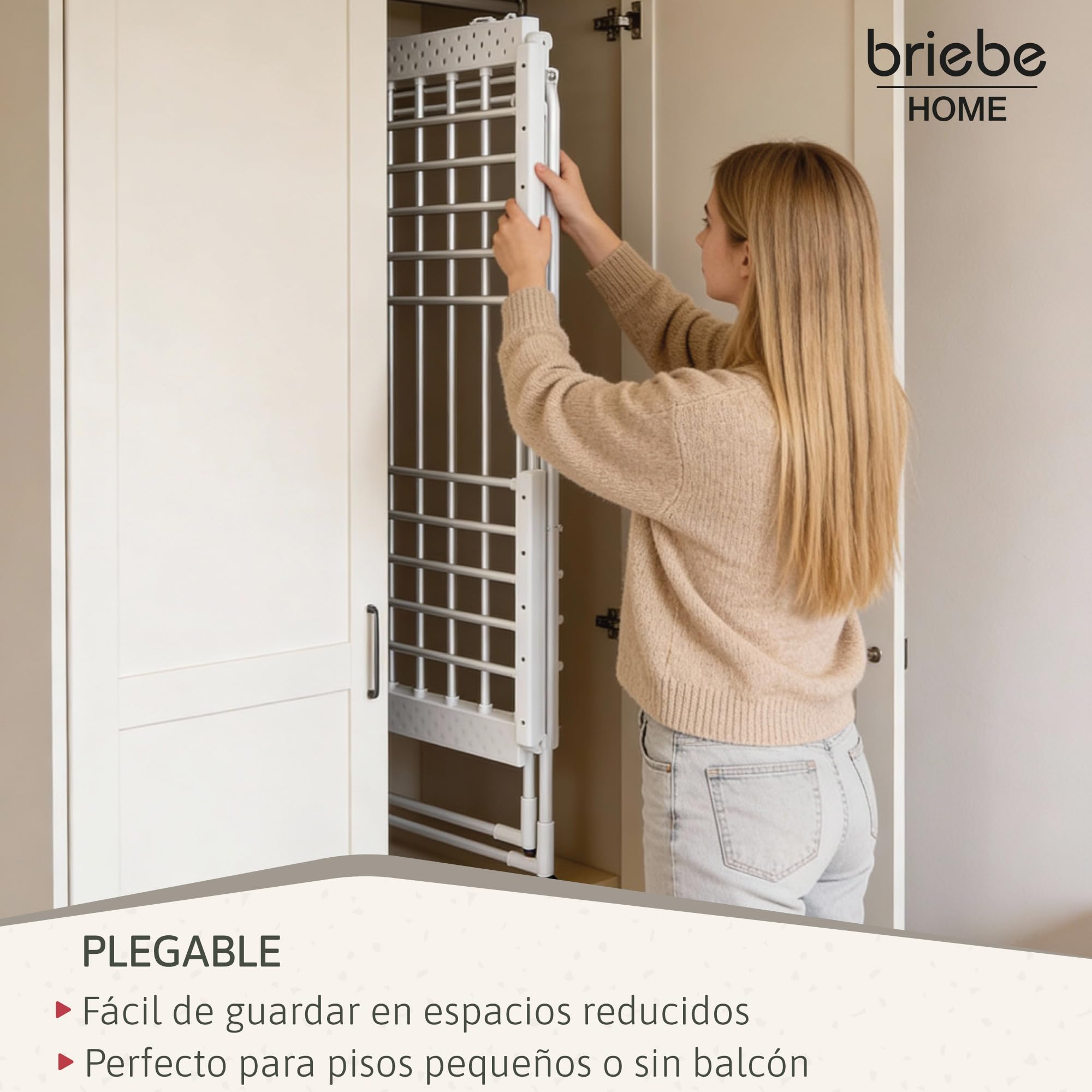 briebe Tendedero Eléctrico Plegable Ropa | Bajo Consumo 18 Calentadores | Secado Rápido y Eficaz | Compacto, Ligero y Portátil | Ahorra Espacio | Interiores | Aluminio