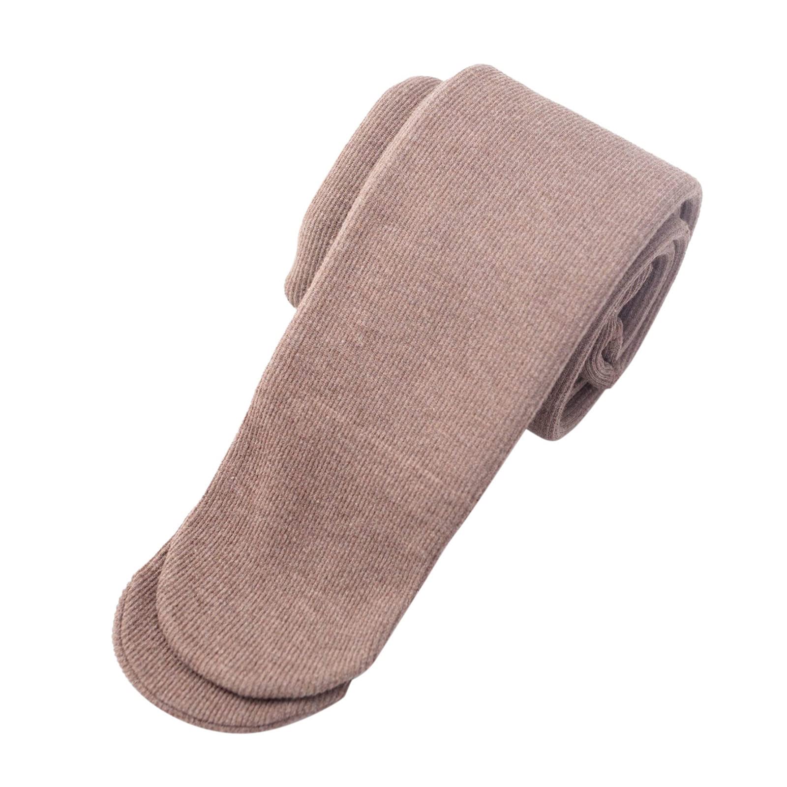 Kids Toddler Girls Cotton Lined Warm Tights Stretch Cable Knit Leggings Footed Solid Basic Pantyhose (Coffee, 2-4 Years)
