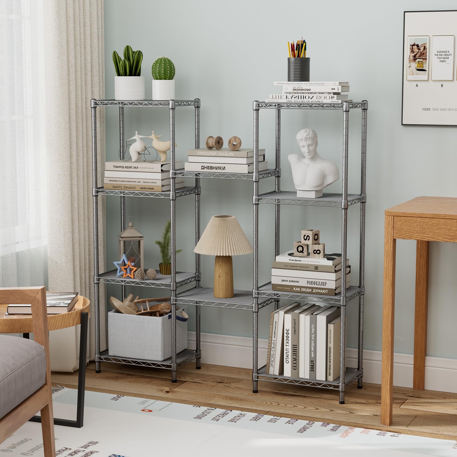 Golpart Scaffalatura in metallo con 5 ripiani per pneumatici, regolabile, per bagno, lavanderia, cucina, dispensa, 25,4 x 40,6 x 140,6 cm, colore: argento