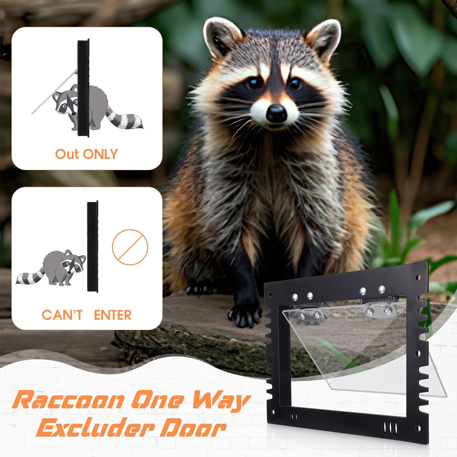 MorningRo 1 Pack 11.8" x 9.5" x 0.8" Large Raccoon One Way Excluder Door Inimitable Outside Live Trap Raccoon Repellent Dog Proof Eviction Possum Trap for Attics Home Farms