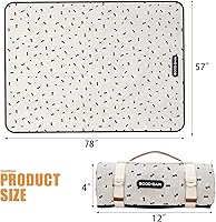 Vista 7 de Mantas de picnic extra grandes para exteriores con correa de transporte, de gran tamaño, 78 x 57 pulgadas, impermeable y a prueba de arena, alfombra