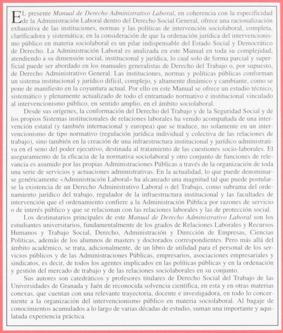 Manual de derecho administrativo laboral (Derecho - Biblioteca Universitaria de Editorial Tecnos)