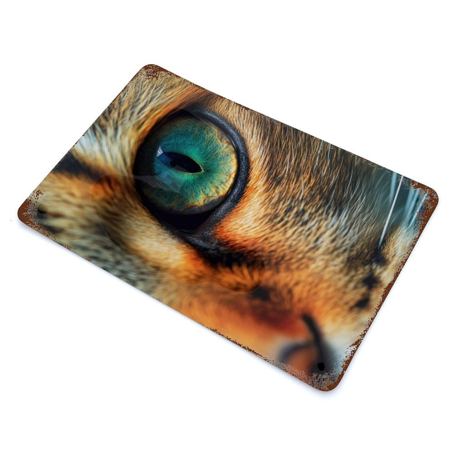 Garage Style Cat Closeup Face Vintage Rust Metal Sign 11.8"x7.9", Retro Wall Decor for Bar And Workshop