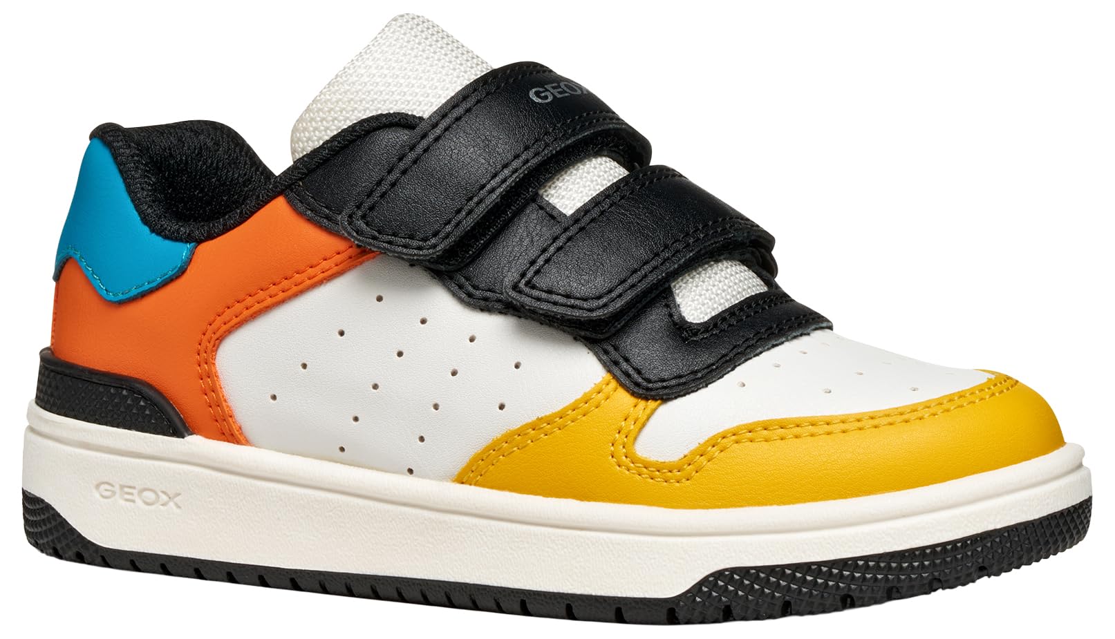 Geox J WASHIBA BOY Sneaker, White/Orange, 12.5 UK