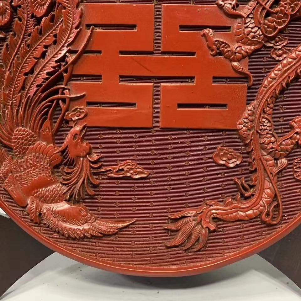 赤い漆器 龍と花の彫刻　皿　オブジェ　中国 赤い漆器 龍と花の彫刻 皿 オブジェ 中国 - メルカリ