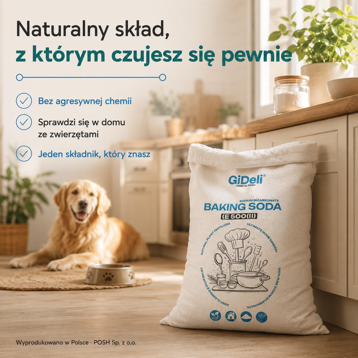 GiDeli Soda Oczyszczona Spożywcza 25kg – Wodorowęglan sodu w proszku bez dodatków – Idealna do gotowania, pieczenia, prania i sprzątania – Wszechstronne zastosowanie w gospodarstwie domowym