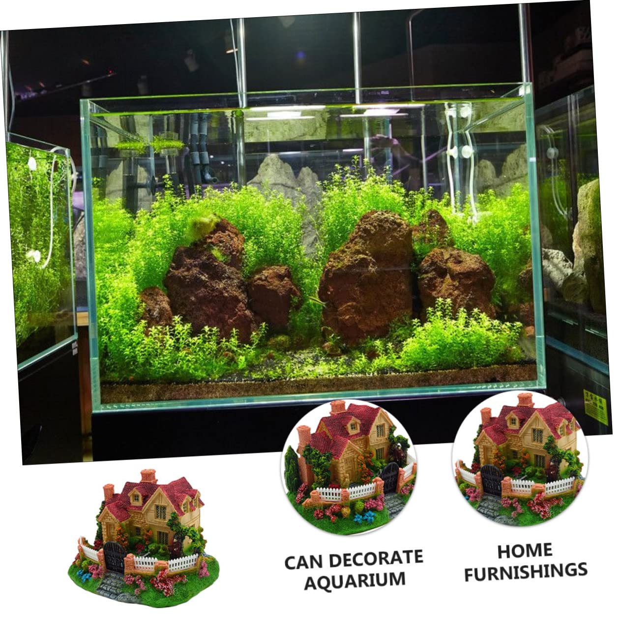 TOYANDONA 2 Piezas decoración de pecera casa de Pescado Linda decoración del Acuario pecera de la casa decoración de Peces pequeña decoración del Acuario acuarios de Peces Resina Vistoso