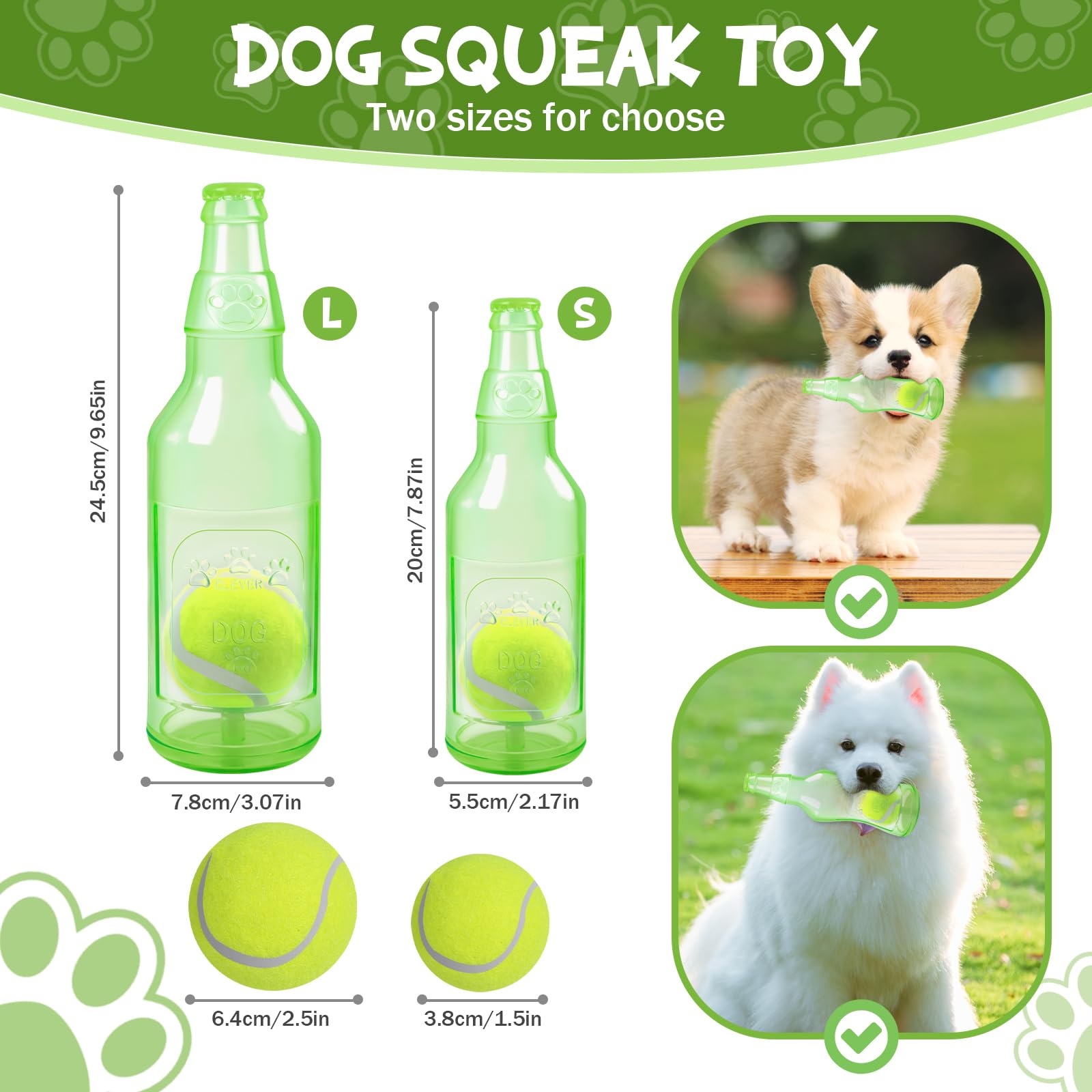 Shepinsky Squeaky Chew Dog Toys, Indestructible Dogs Toy with Tennis Ball, Durable Puppy Boredom Toys for Playtime &Training - Image 3