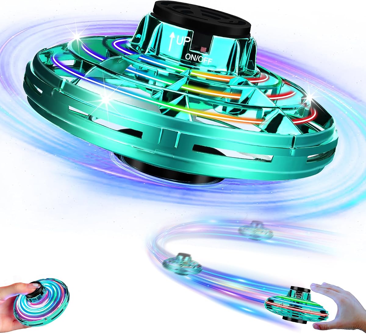 Vantexi Drone para niños juguetes voladores, 2026 actualización LED Fidget Spinner | Juguete giratorio manual para interiores y exteriores, regalos de cumpleaños de Navidad para niños y niñas de 6, 7, 8 y 9 años