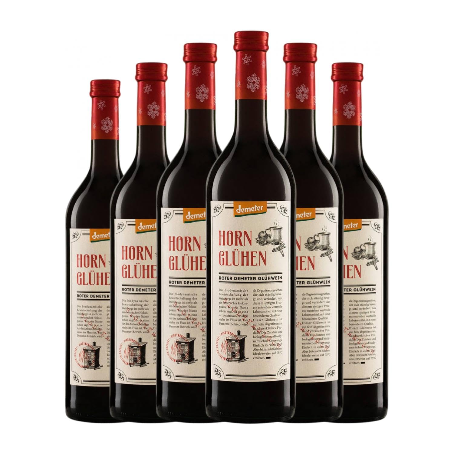 Hornglühen. Glühwein Rotwein Demeter 75 cl Weißwein (Karton mit 6 Flaschen von 75 cl)