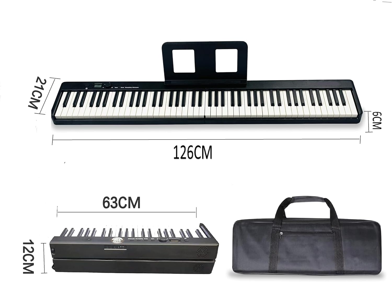 88 Key Foldable Digital Piano, Full Size Semi-Weighted Keys, Portable Electric Piano with USB/MIDI Speakers, Pedal (Black)