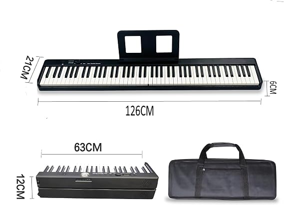 88 Key Foldable Digital Piano, Full Size Semi-Weighted Keys, Portable Electric Piano with USB/MIDI Speakers, Pedal (Black)