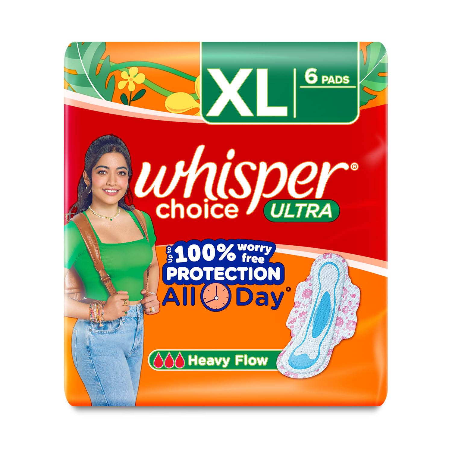 Whisper Choice Sanitary Pads for Women, XL, 6 Napkins (Pack of 1)-image-36