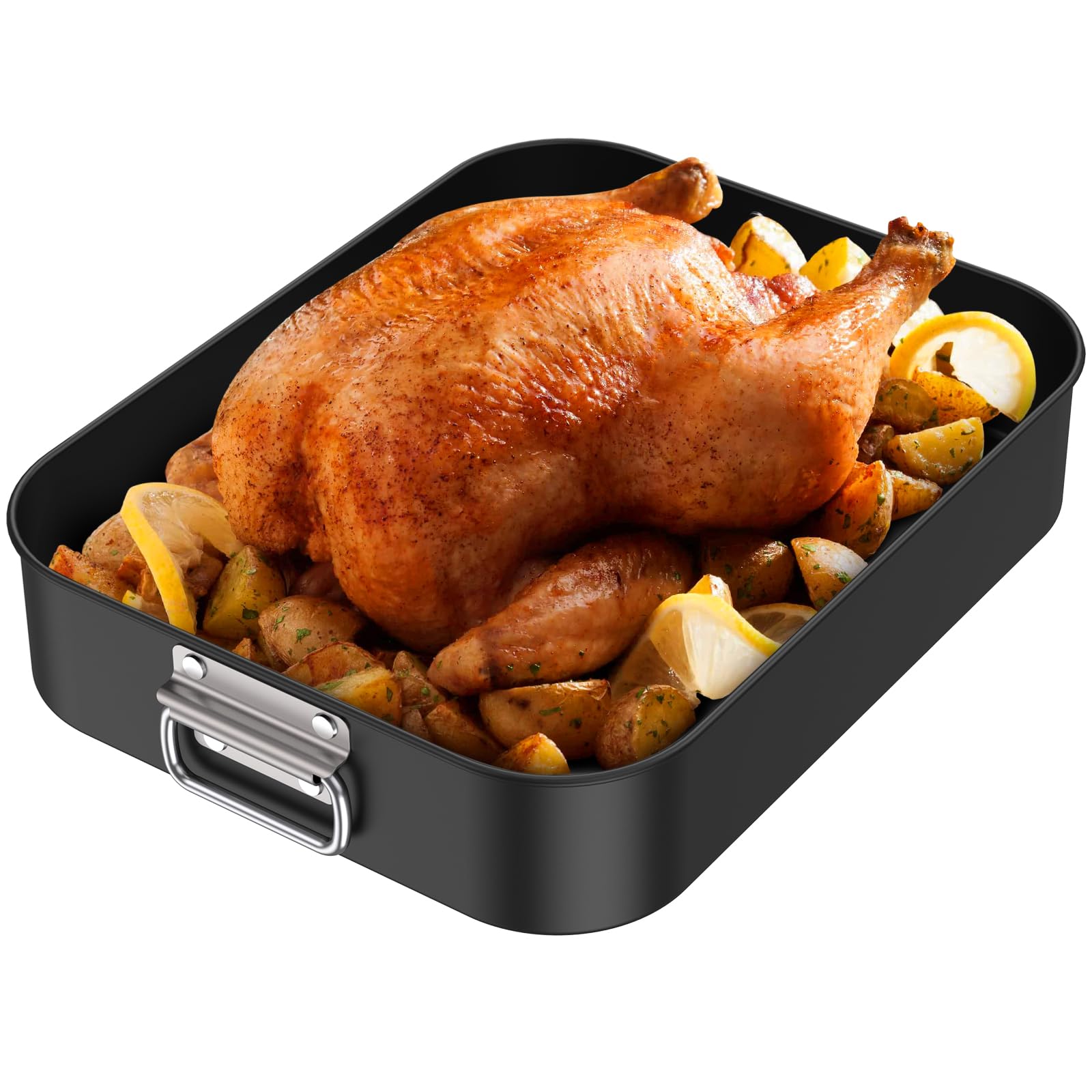 Lasagna Pan Nonstick Baking Pan for Oven 16 x 11.6 x 3.15inch Rectangle Baking Dishes Thickened Carbon Steel Cake Pans with Stainless Steel Handles Roasting Pan Dishwasher Safe Bakeware for Baking