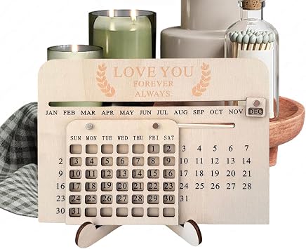 Wooden Calendar - Time Management Centerpiece,2026 Desktop Wooden Calendar - for Dorm Bedside Study Bedroom Students Teens Girls Women Teachers