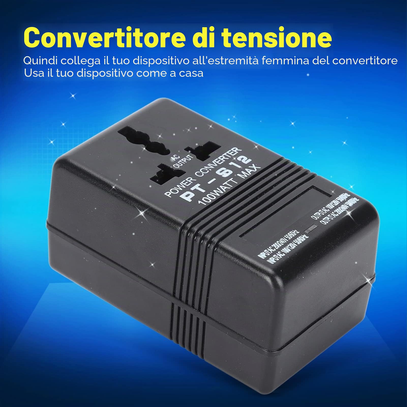 PT-S12 Convertitore di Tensione Alimentazione CA 100v-120v a 220v-240v Trasformatori di Alimentazione Trasformatore Adattatore di Alimentazione 50/60Hz