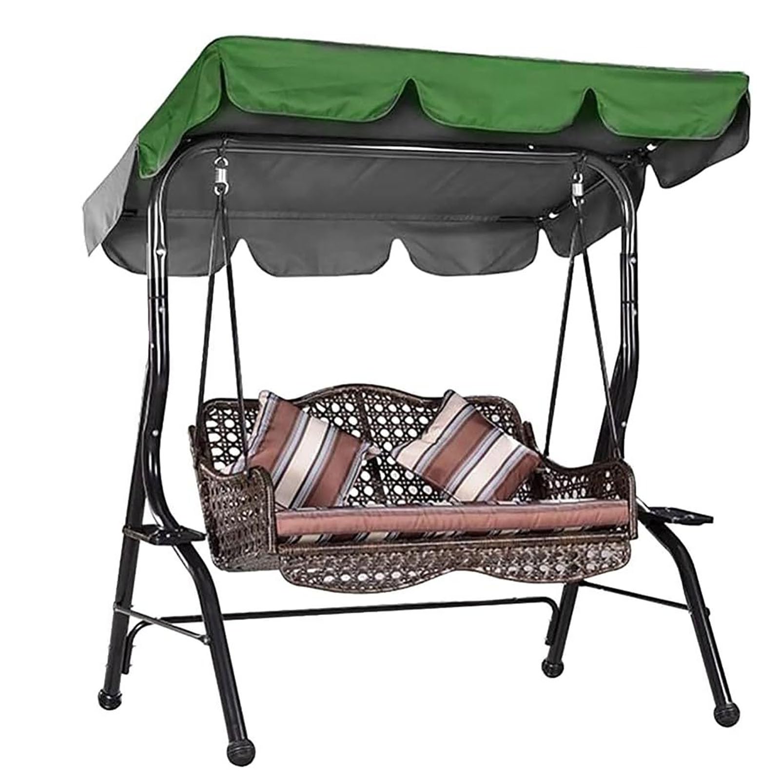 MXCZFC Garden Swing Canopy Replacement, Swing Chair Canopy Replacement, Waterproof Windproof Anti-UV Heavy Duty Rip Proof Hammock Top Cover Fit for 2/3 Seater Swings Chair,Green,195x125x15cm