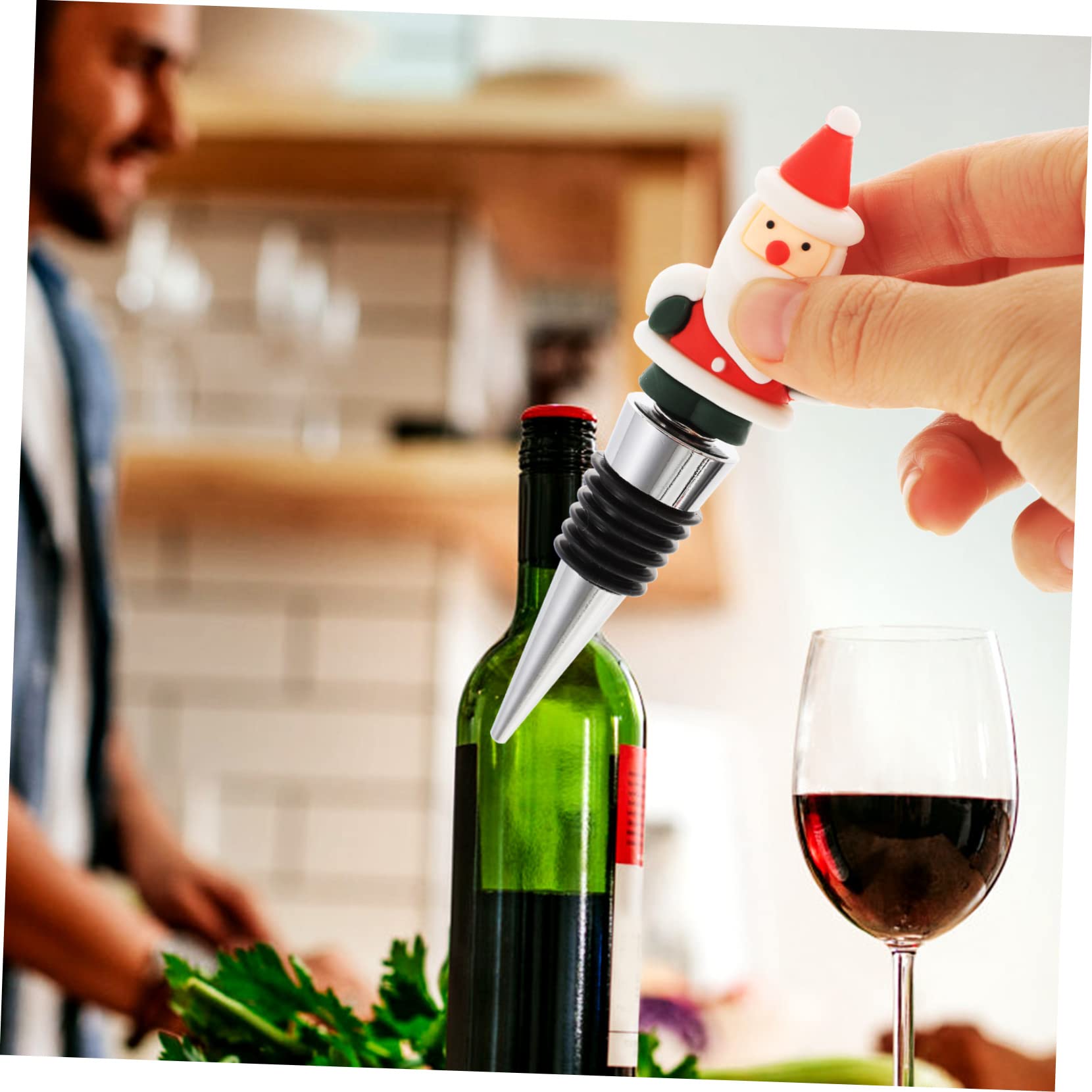 Cabilock 20 Piezas Corchos De Vino De Navidad Tapón De Sellado De Botella De Navidad Tapon De Vino Sellador De Vino Tapón De Vino De Navidad Tapón De Vino para Fiesta Material De PVC