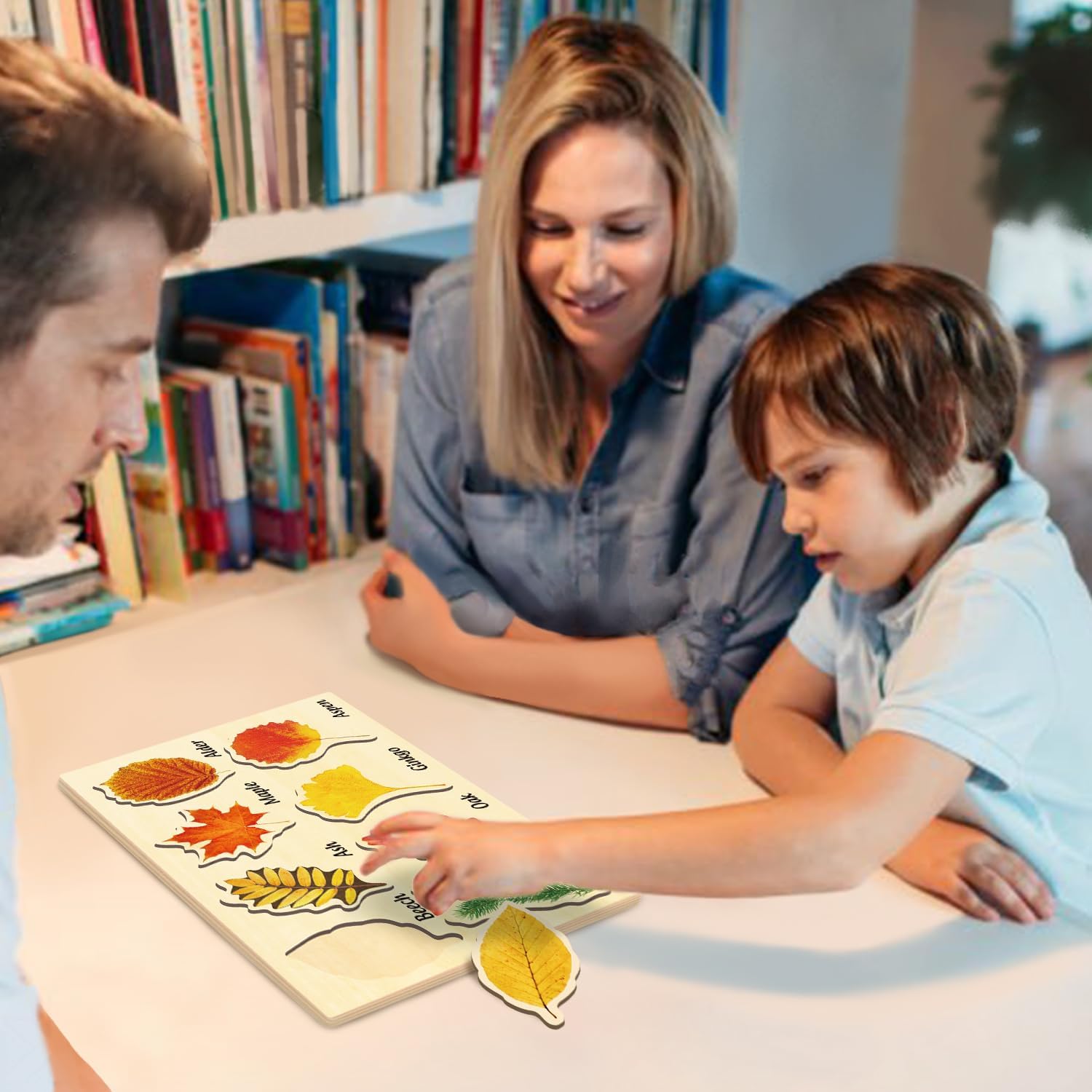 Wooden Jigsaw Puzzles, Jumbo Wooden Leaf Puzzle Fall Puzzles for Kids Ages 3-5, Montessori Preschool Puzzle for Toddlers, Educational Learning STEM Toys