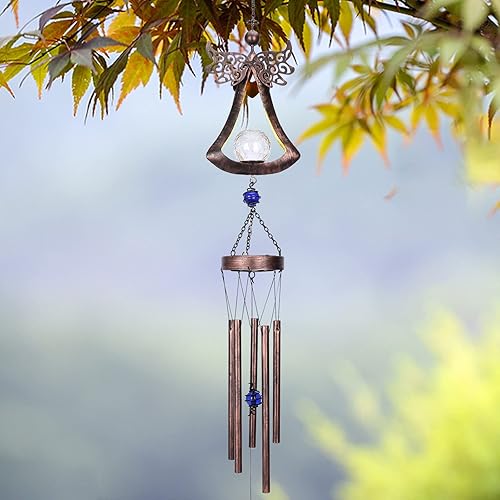 Miniatura 8 de Taman Campanilla de Viento  Luces Solares de Ángel Campanillas de Viento para Exteriores e Interiores, Bola de Vidrio Agrietado LED Regalo