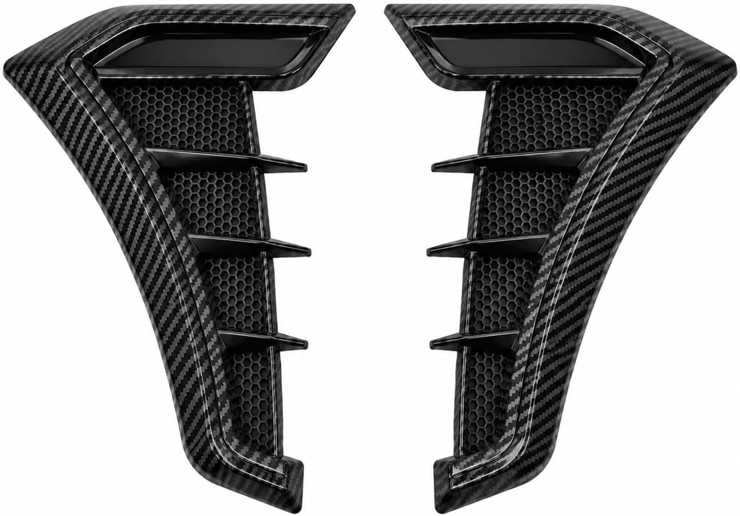 2 PCS Car Side Vent Trim, Waterproof Auto Front Fender Air Wing Decor with Double-Sided Tape, Sporty Side Marker Air Flow Grille Decorative Spoiler for Cars SUVs Trucks (Carbon Fiber)
