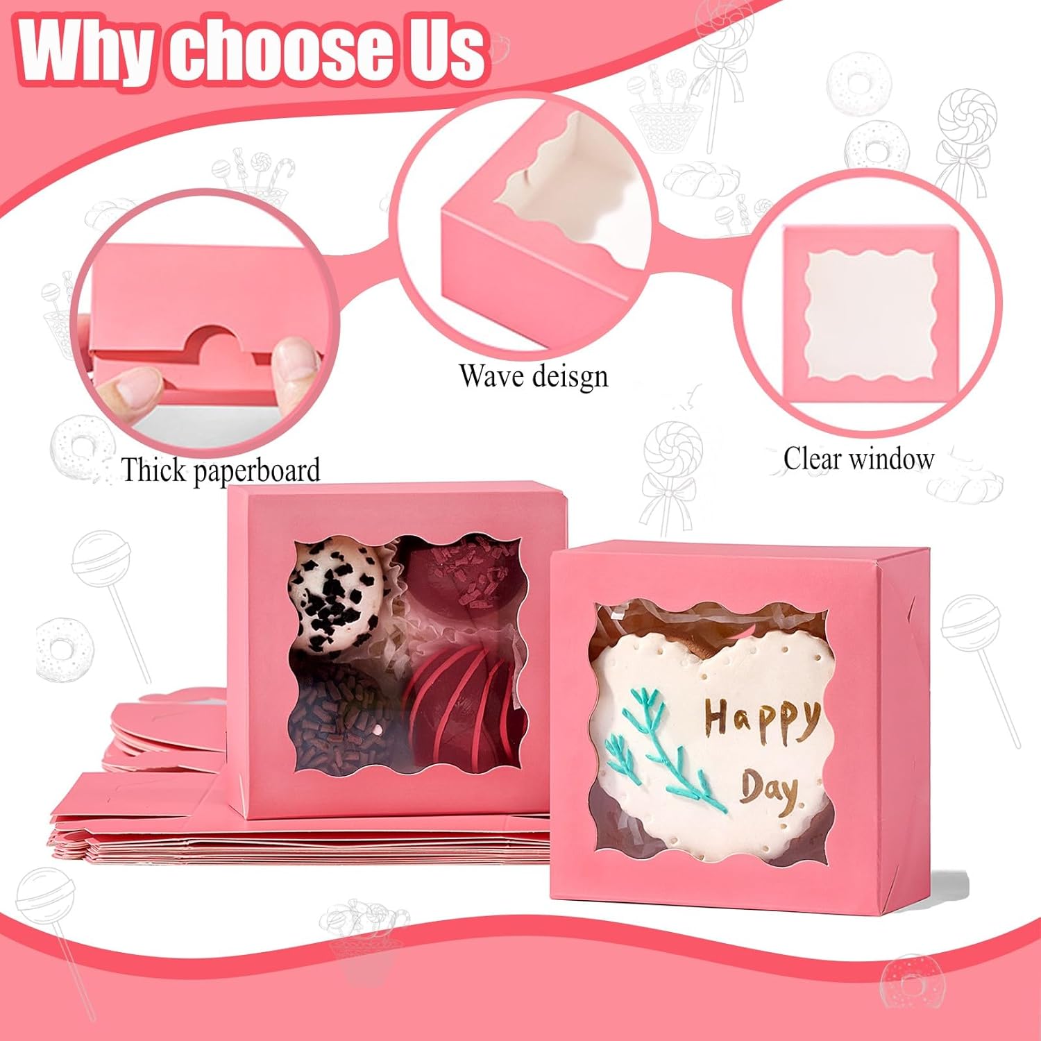 3 ¼" x 3 ¼" x 1 ½" Chocolate Truffle Boxes for 4，Cookies