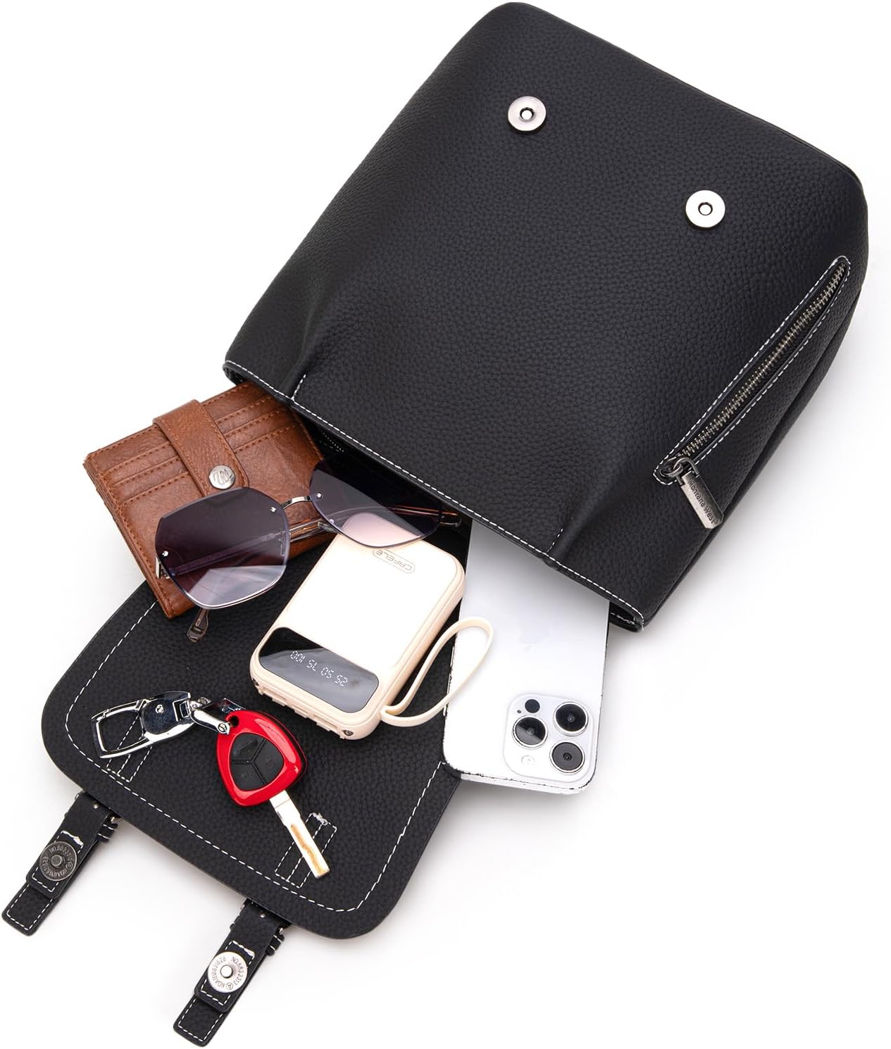 Montana West Black Cow Print Mini Womens Backpack Purse Vegan Leather Small Colorblock Backpack for Women Cute Convertible Shoulder Bag - Image 4