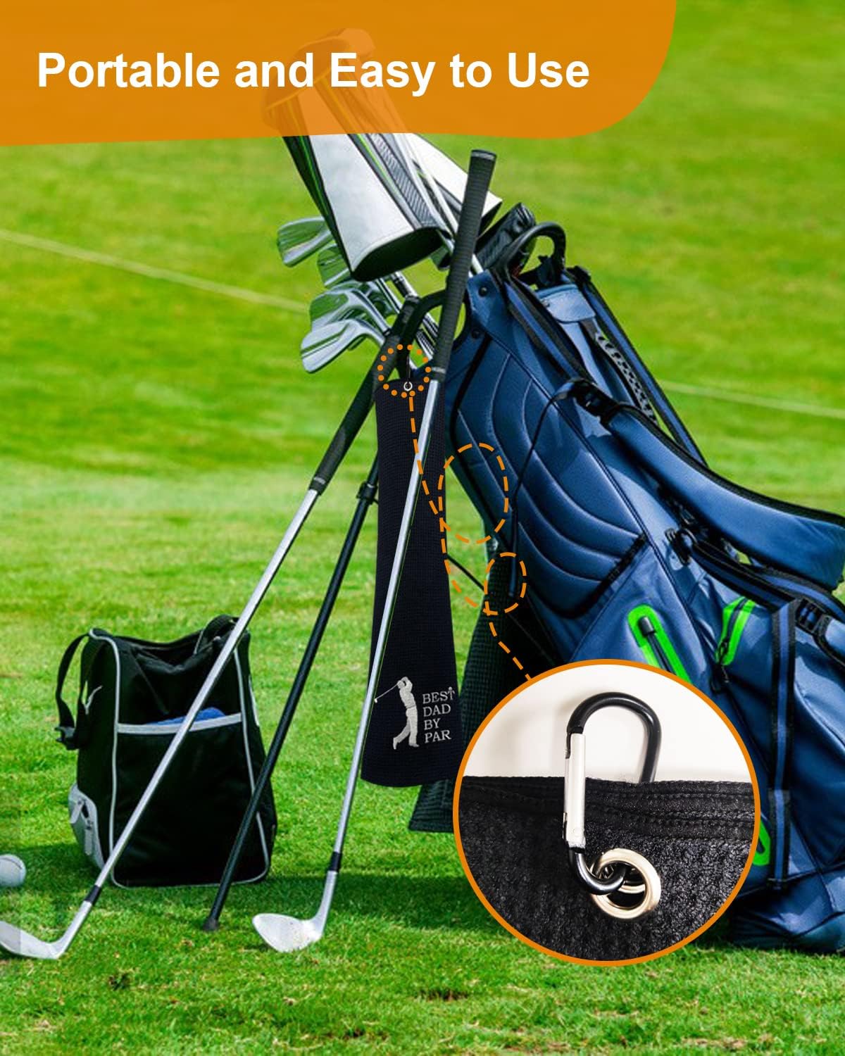 review Akoiuy Golf Towel, Funny Golf Towels for Golf Bags for Men, Golf Bag Towel of Best Dad by Par, Birthday Golf Gifts for Father ( Black )