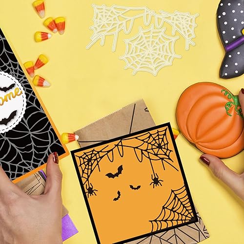 Miniatura 3 de GLOBLELAND Troqueles de corte de telaraña de Halloween para bricolaje Scrapbooking Metal Halloween Murallas de murciélago troquelado plantillas en