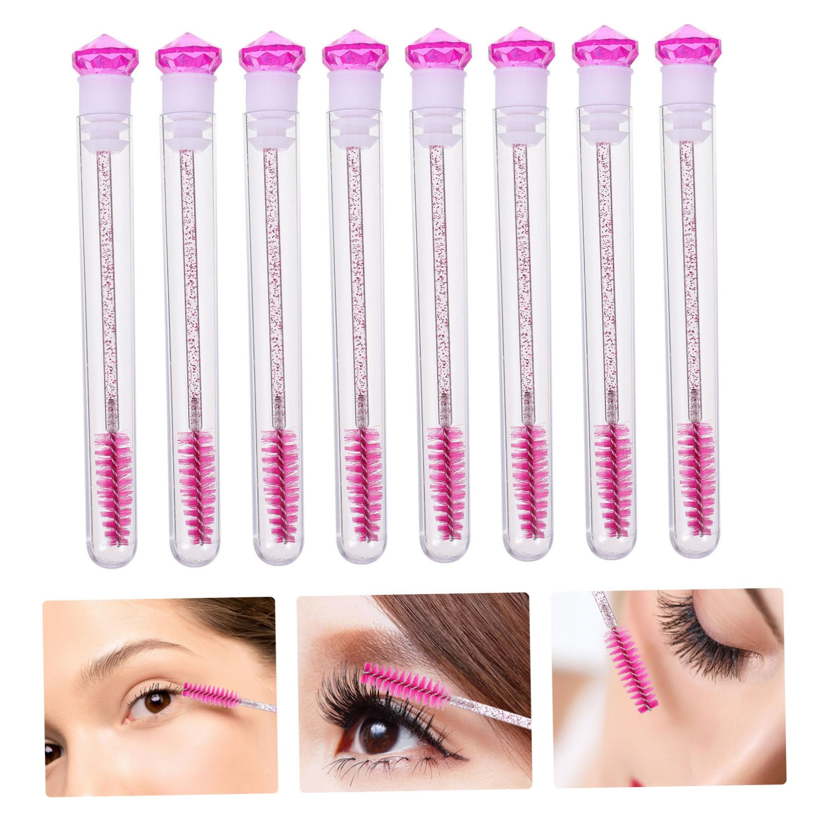 IWOWHERO Eyelash Brush Wands 8pcs Empty Mascara Applicator Tool Eyelash Mascara Tubes for Makeup