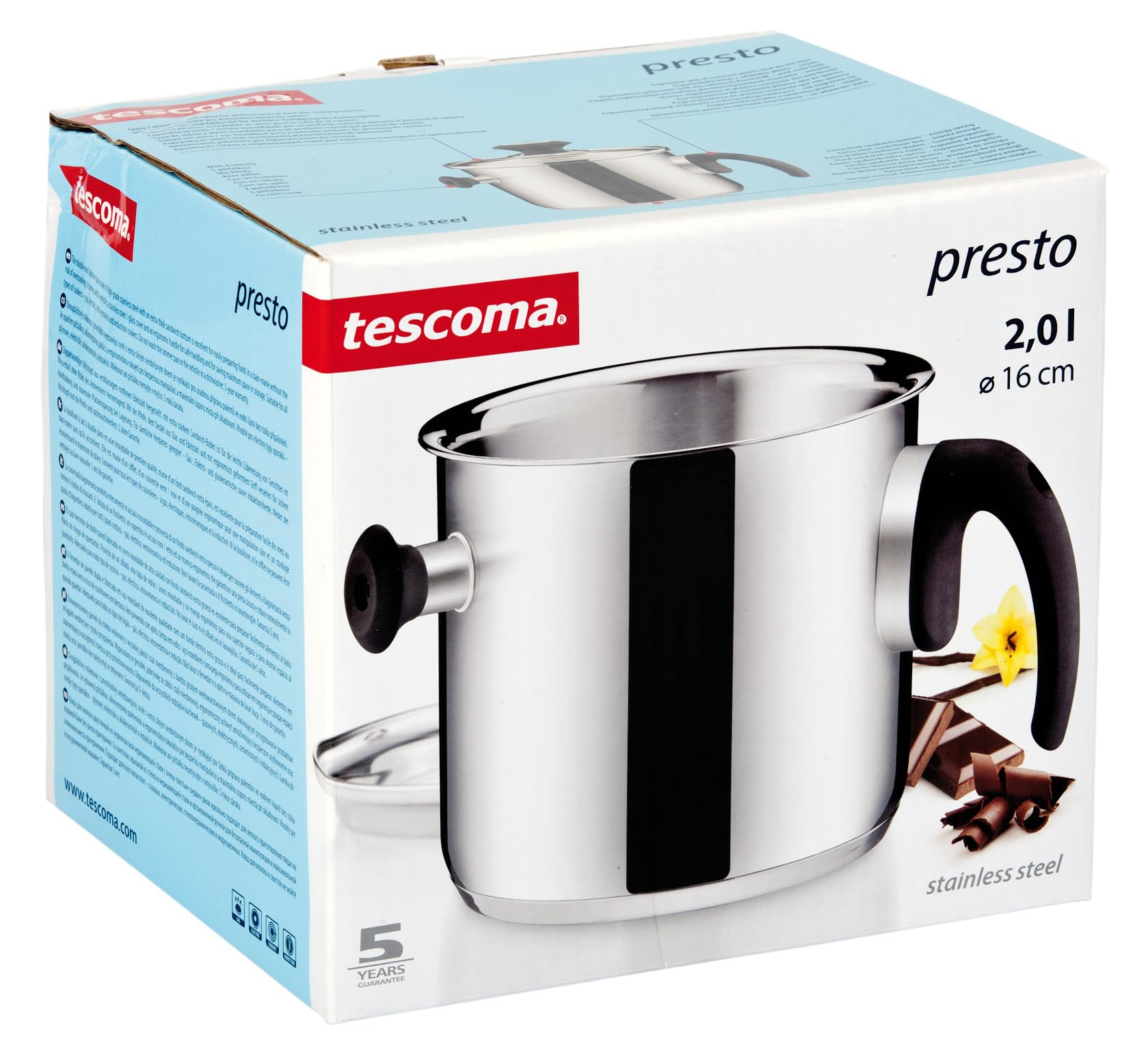 Tescoma Patelnia z podwójną ścianką z pokrywą 16 cm, 2 l Presto, różna, 21 x 18,5 x 18,9 cm