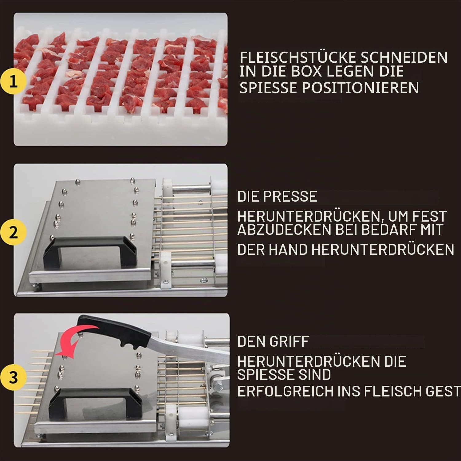 Brochettes à kebab commerciales – Ensemble de brochettes de barbecue en acier inoxydable avec 10 bâtons, parfait pour la maison et les professionnels, idéal pour la viande et les légumes.