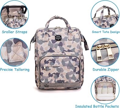 Diaper Bag Backpack for Mom Dad, Maternity Changing Bag Diaper Backpack with Stroller Straps(camo)