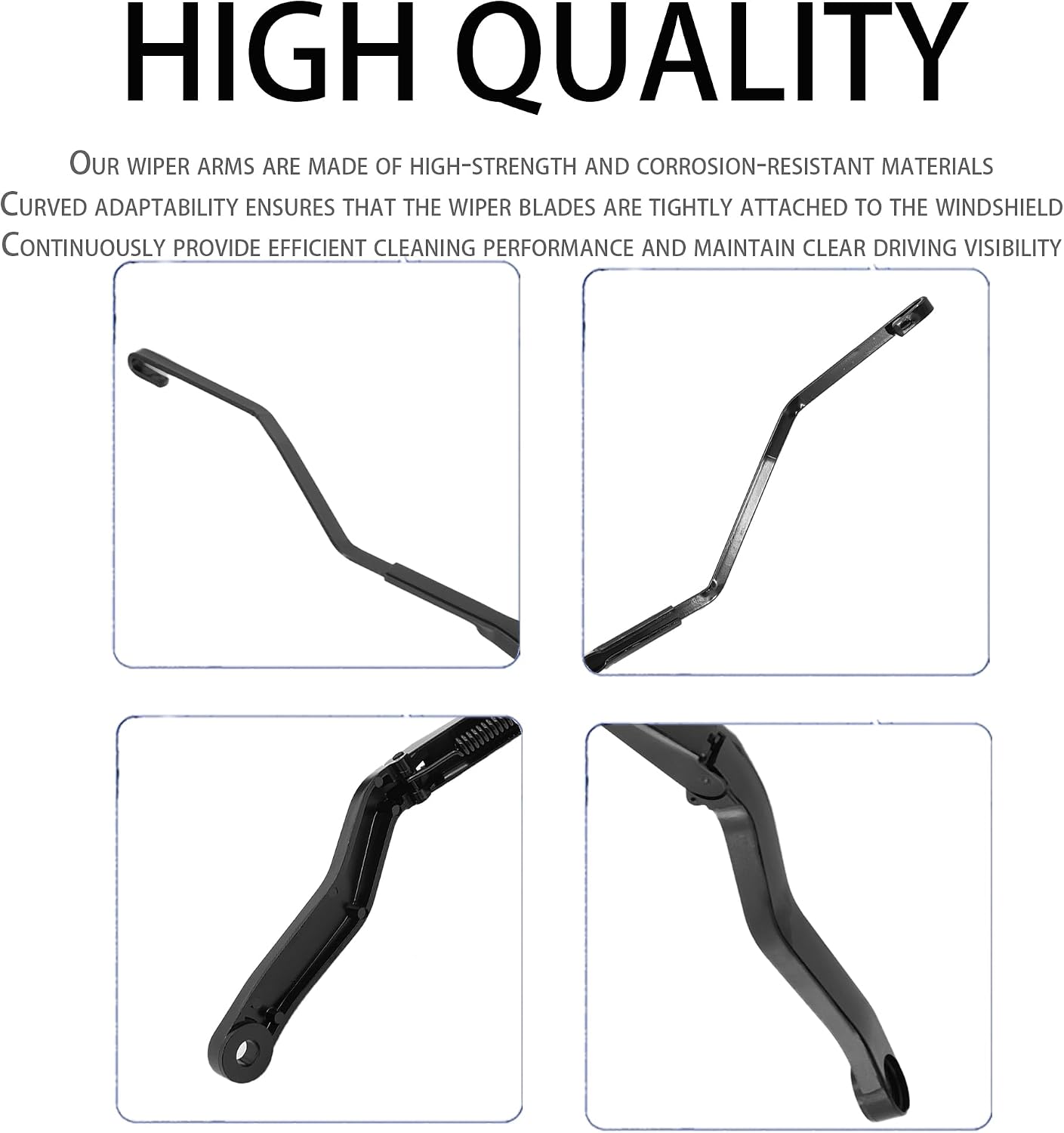 1 Pair Front Windshield Wiper Arm Kit Compatible with RAM 2016-2024 1500 Classic 2017-2024 2500 3500 2017-2021 4000 4500 5500 Replaces OE 42840 42766 55277449AE 55277450AD