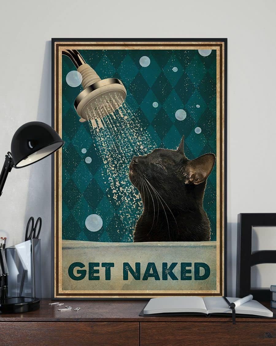 Amazon: YYN Get Naked Black Cat Showing Poster Print For Room
