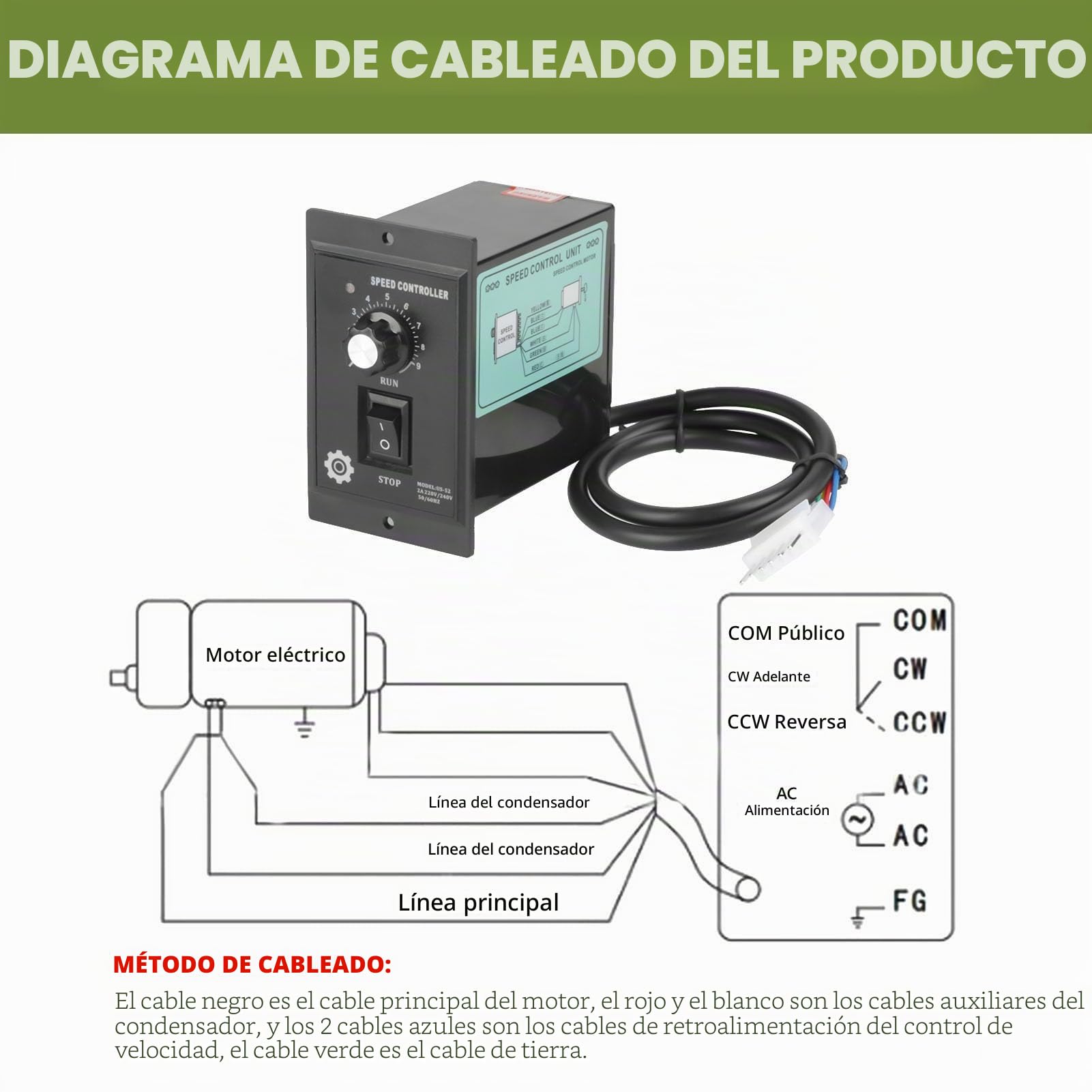 Controlador de Velocidad del Motor de 400W CA 220V Regulador PWM de Precisión Controlador de Avance y Retroceso del Motor Control de Velocidad Variable