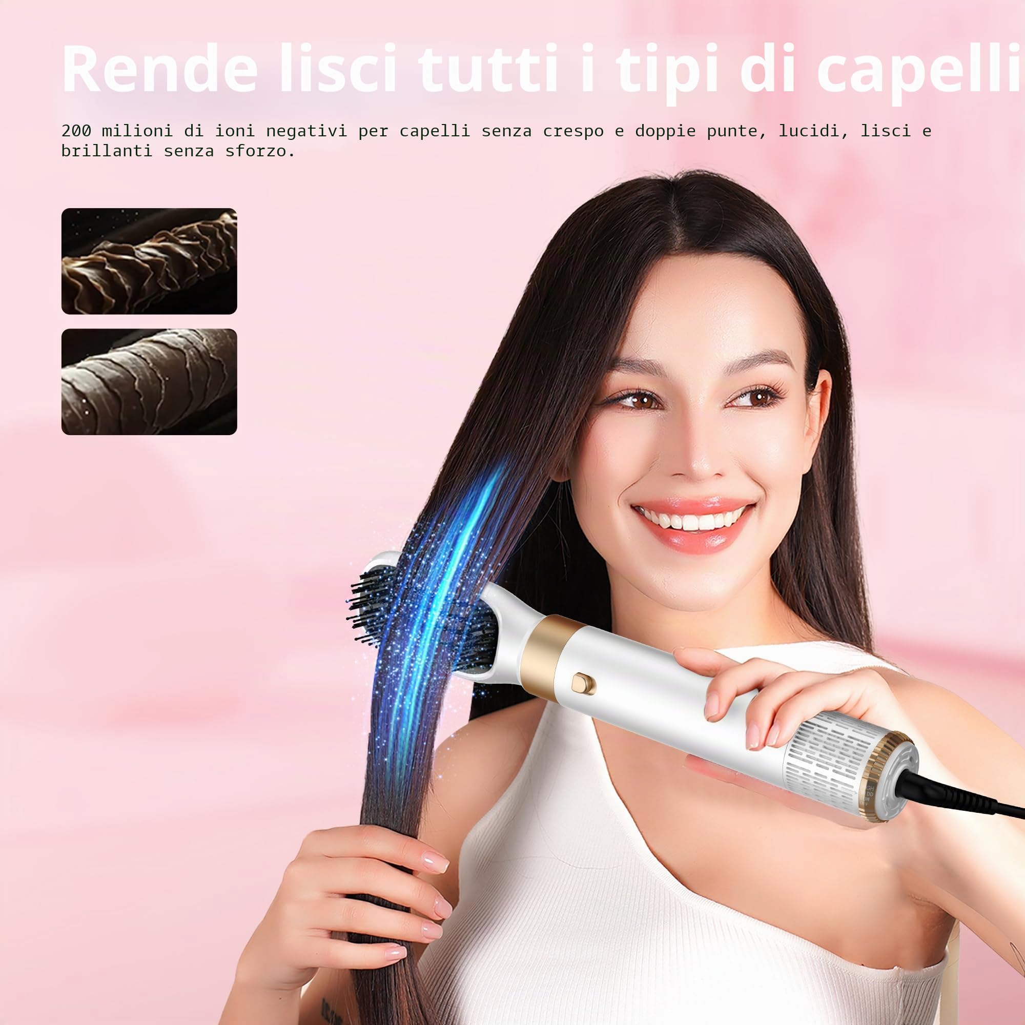 MogaWave Airbrush Hair Styler 6 in 1 Air Styler Pro Hair Styler con asciugacapelli da 1000W, spazzola per asciugacapelli, spazzola ad aria calda, ferri arricciacapelli per auto