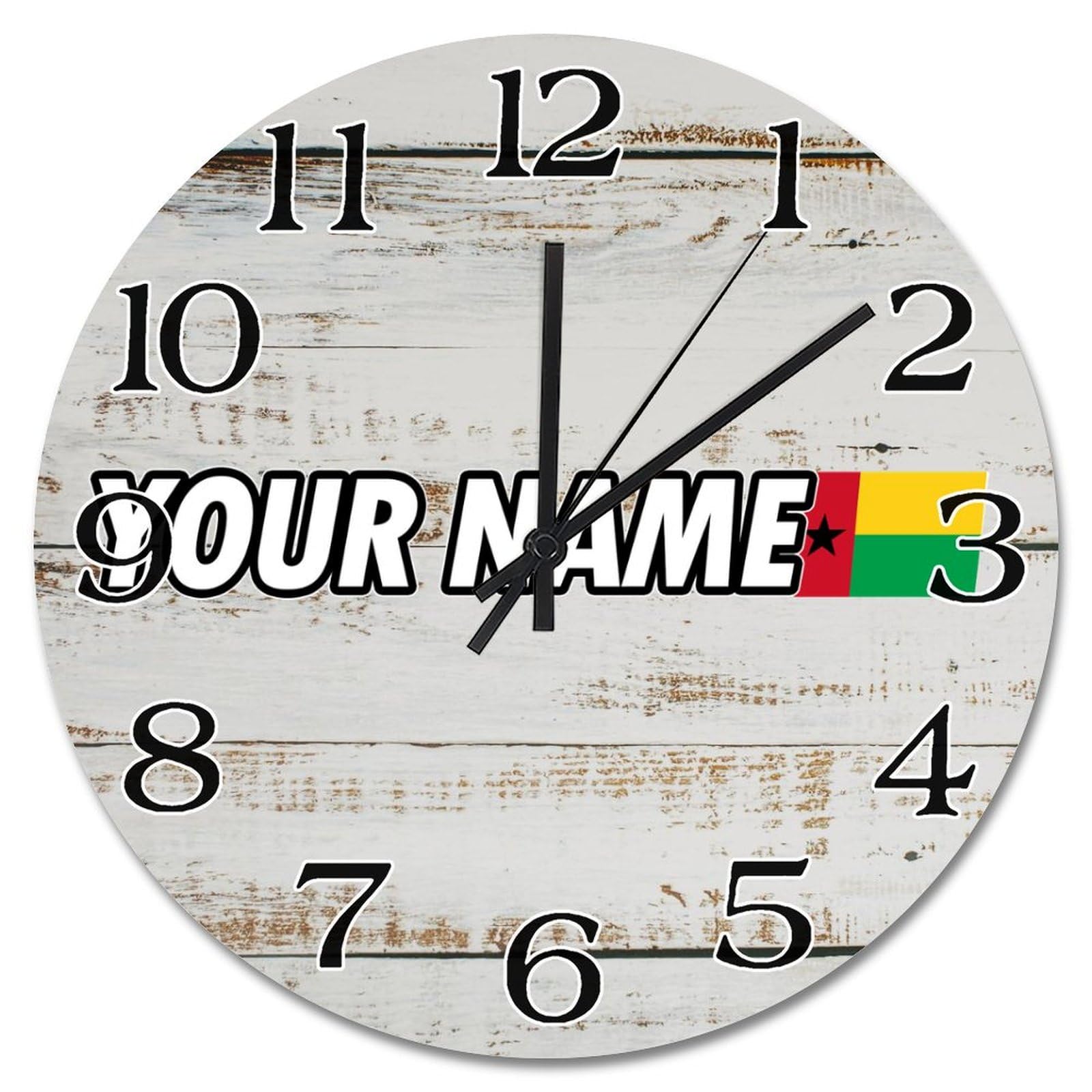 Horloge murale drapeau Guinée-Bissau silencieuse ronde 38 cm pour salon et bureau