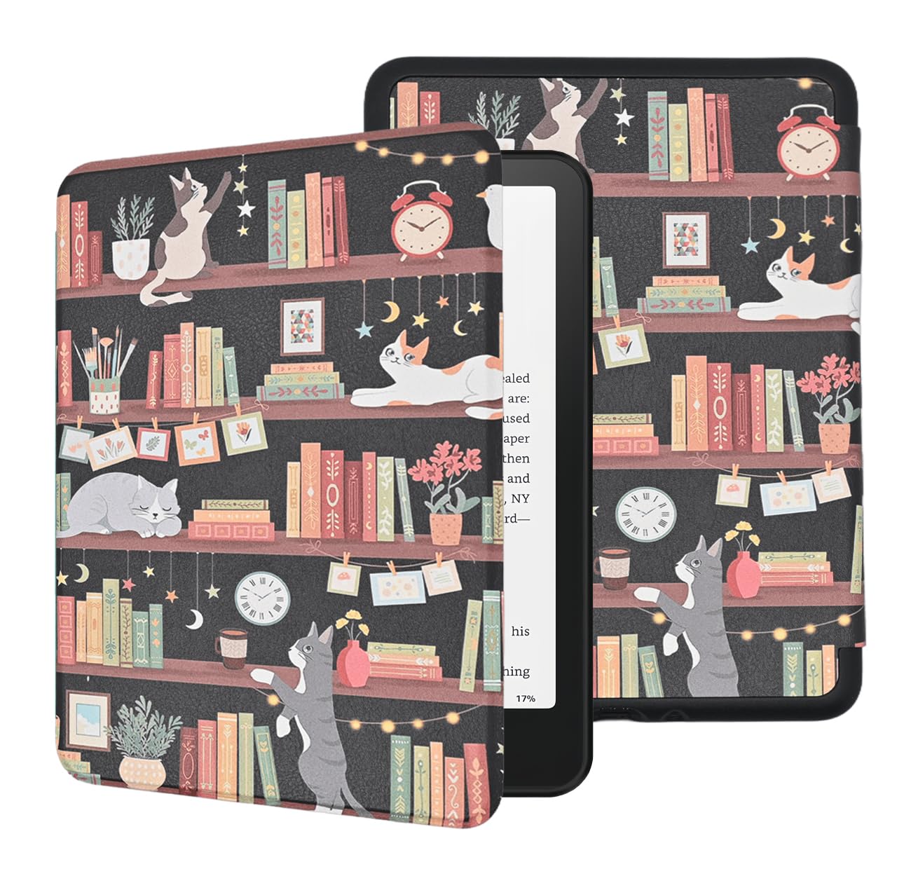 YOYOYX Case for 6.8" Kindle Paperwhite (11th Generation-2021) and Kindle Paperwhite Signature Edition, Premium PU Leather Folio Stand Shell Shockproof TPU Interior Cover, Bookshelf Cat-image-41
