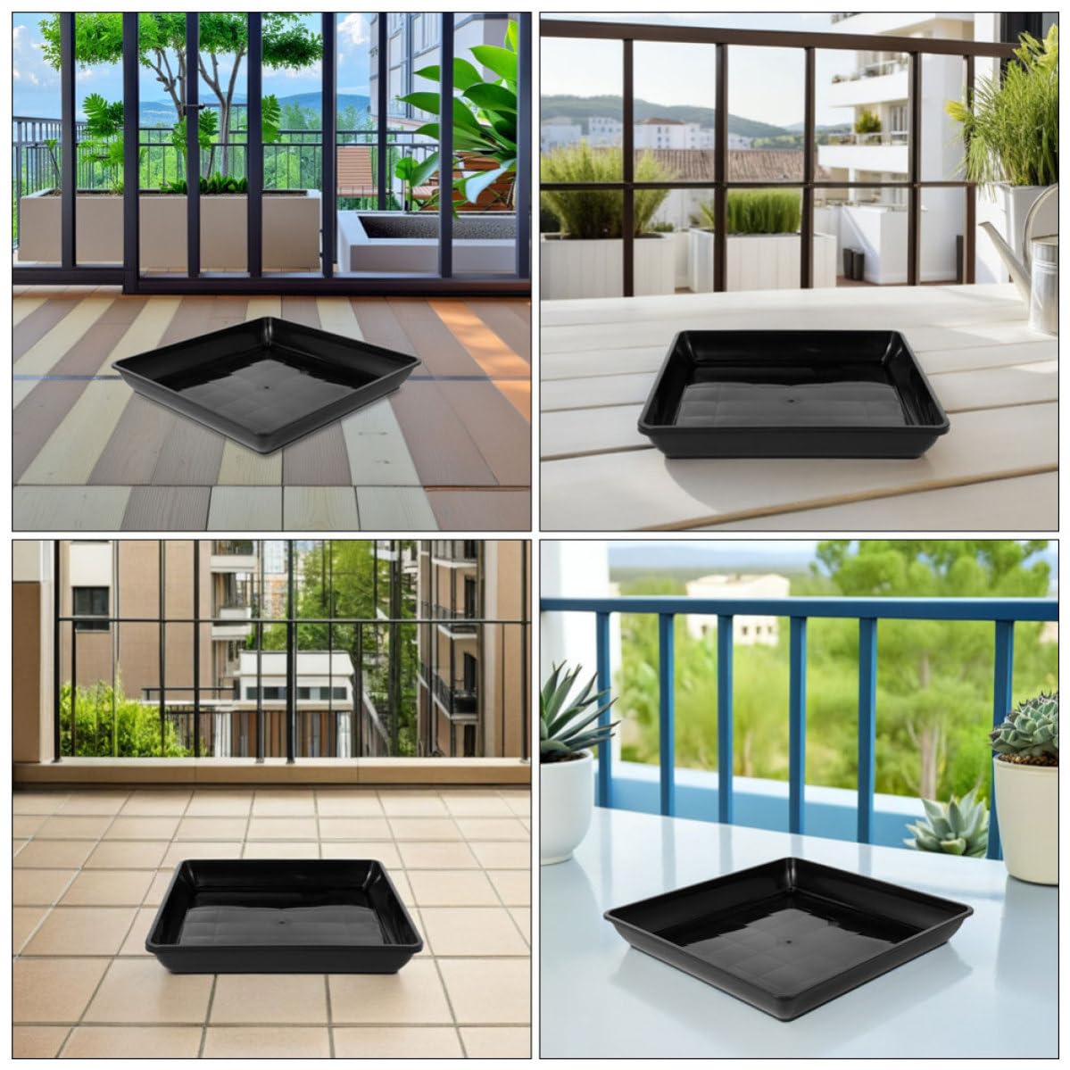 OSALADI 15 Pezzi Sottovaso Quadrato per Vasi di Piante in Pp Nero, Resistente e Facile da Pulire, per Giardino e Piante Grasse, Raccoglie Acqua in Eccesso e Previene Ribaltamenti