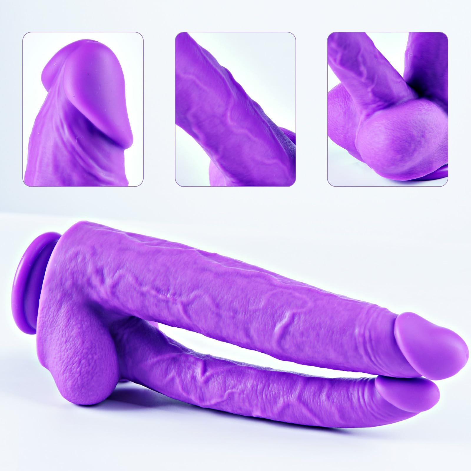 Fallo gigante realistico a doppia testa - Fallo in silicone da 26 cm, grande ventosa, stimolazione anale grossolana del punto G, grande plug vaginale e anale XXL, adatto per donne e giocattoli lesbici