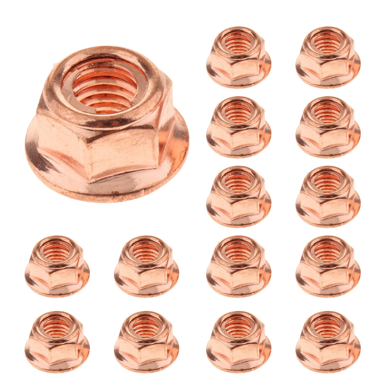 15 Stück Auspuffmutter M8 Sechskant,Kupfer Selbstsichernd Stehbolzen,Messing Selbstsichernde Muttern,Auto Auspuff Krümmermuttern,Kupfermutter,Auspuffkrümmer Mutter Kopfbolzen für BMW E30 3er Serie