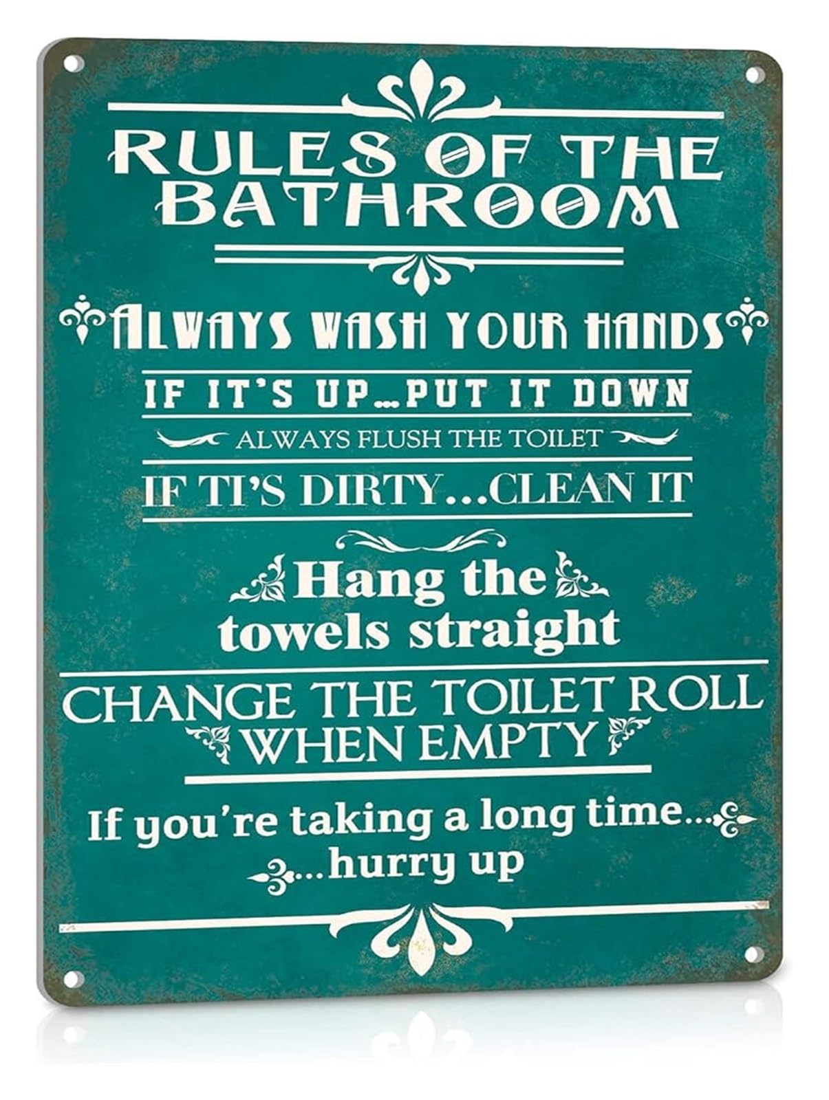 IDGTTLDF Vintage Farmhouse Bathroom Metal Sign with Humorous Saying Rustic Wall-Art Aluminum Home Decor 8 X 12 in