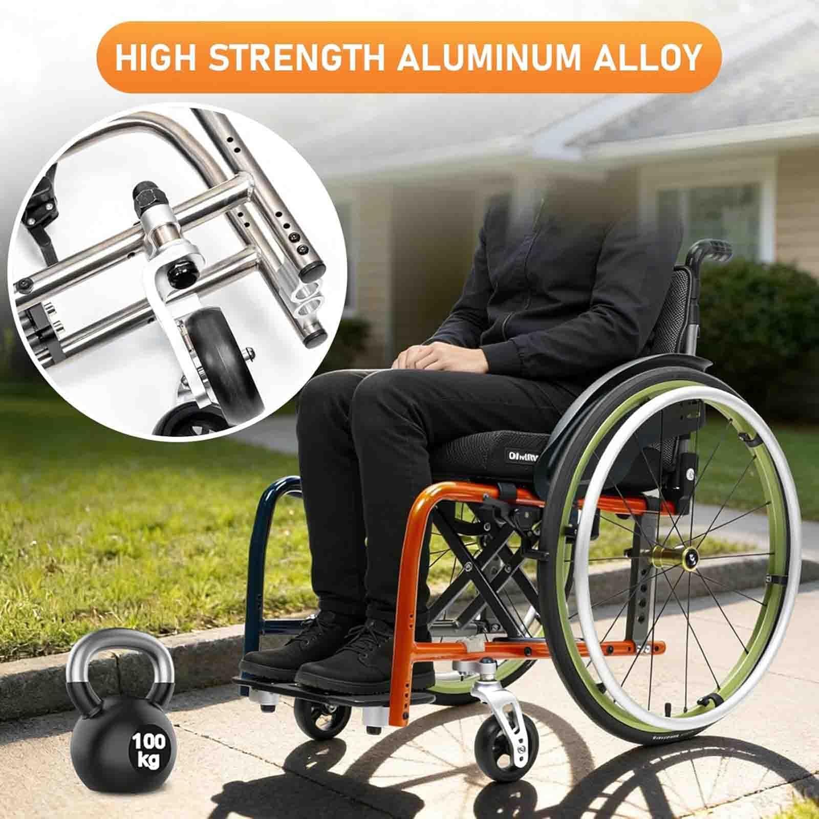Sedia a rotelle sportiva, in lega di alluminio viola, larghezza seduta 42 cm, pieghevole, freni a forbice, propulsione manuale(Orange,40cm/15.7in)