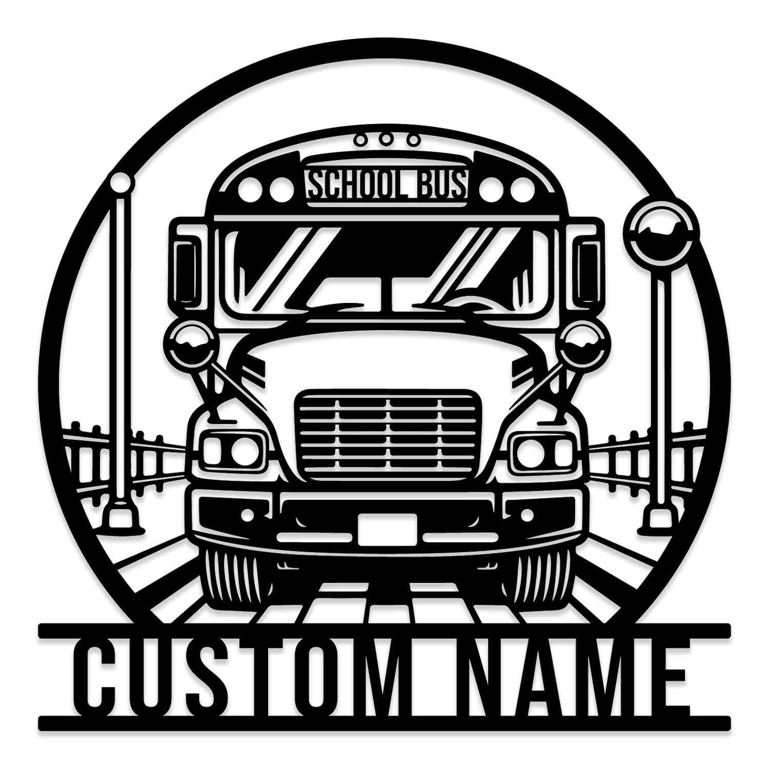 Custom School Bus Metal Sign,Personalized Driver Name Wall Art, Transportation Classroom Decor,Kids Room Sign,School Route Theme Decor,Gift For Teacher/Bus Drivers (Style-A)